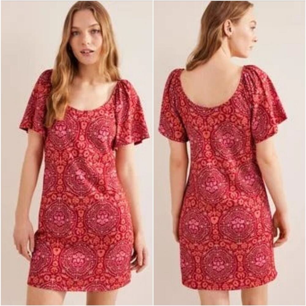 BODEN Scoop Neck Mini Dress Printed Size US 6R
